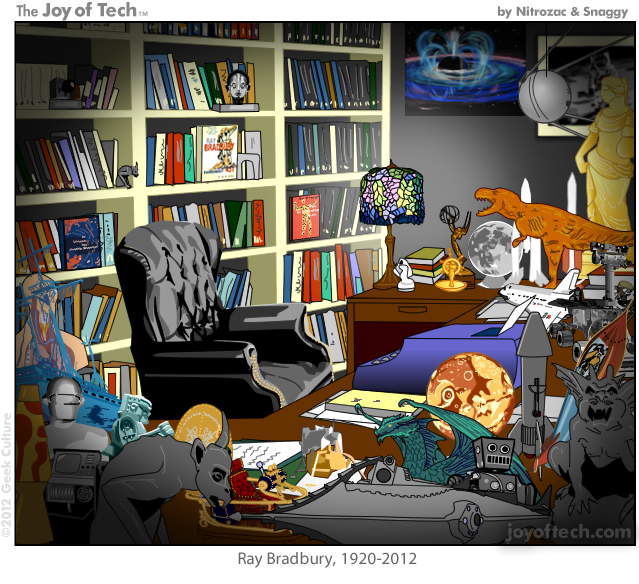The Joy of Tech comic, What inspires you? A Ray Bradbury tribute.